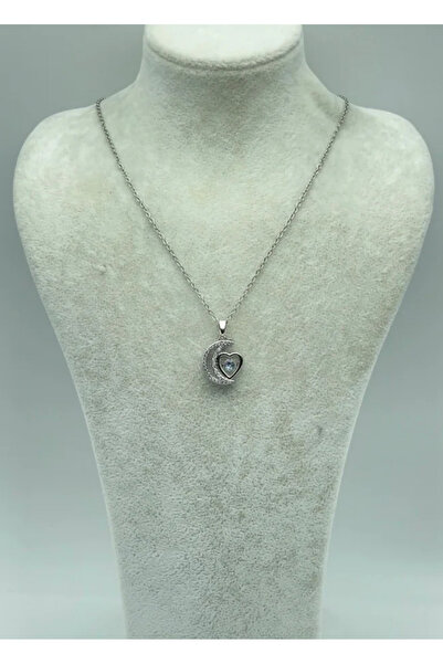 BİJU YILMAZ Steel silver moon and heart necklace - 25-ctr31