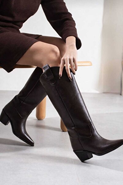 POTEEN Petunya Women's Boots Western Cowboy Real Leather Full Mold Comfortabl...