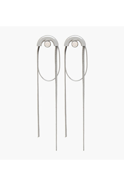 Lifestyle Silver Tone Cubic Zirconia Embellished Earrings with Pushback Closure