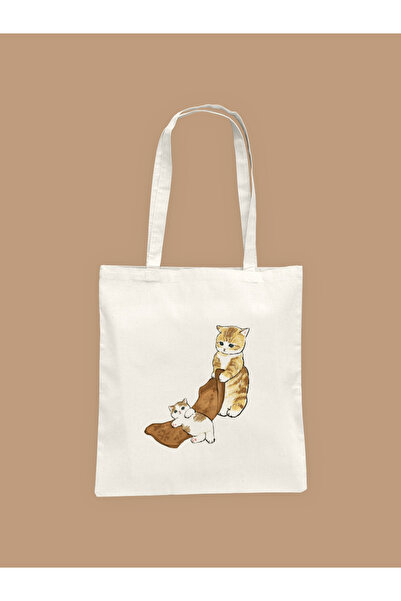 Hayali Şeyler Üşengeç Cats Printed Cloth Bag