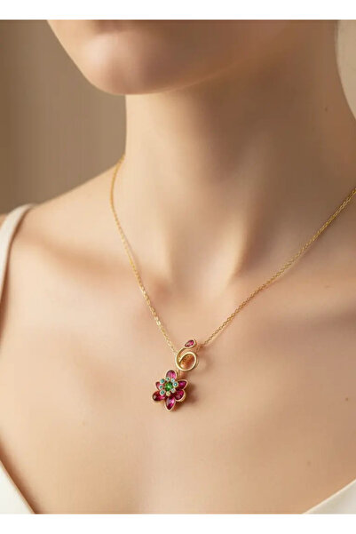 BİJU YILMAZ قلادة ليديليا من الفولاذ باللون الذهبي الوردي - 25-clkk255
