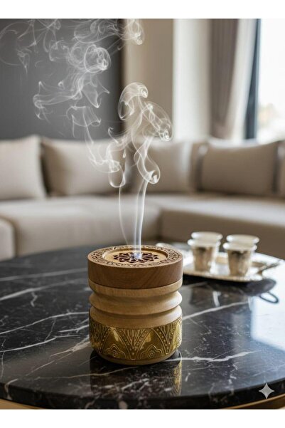 Generic Wooden incense burner with a brass lid and classic design