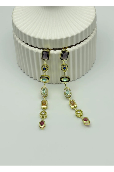 BİJU YILMAZ Steel gold-tone earrings with stone detail 25-clk64