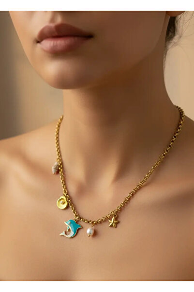 BİJU YILMAZ Steel Gold Sea Necklace - 25-Clkk72