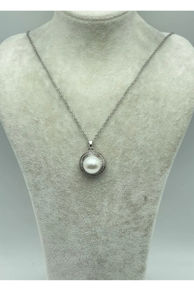BİJU YILMAZ Steel Silver Pearl Necklace - 25-Ctr223