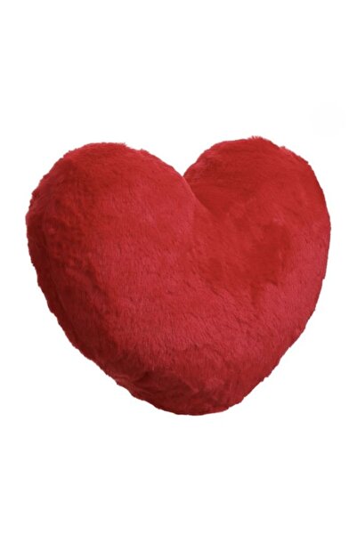 OEM Perna Decorativa Inima din Blana Artificiala Rosie 35x32cm - Cadou Ziua I...