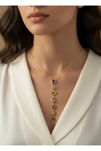BİJU YILMAZ Steel gold large size y necklace - 25-clkk53