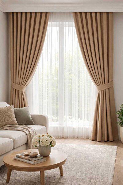 SHY TEKSTİL Cortina de fundal de lux, de clasa I, Elegance Paris, din in, bej...