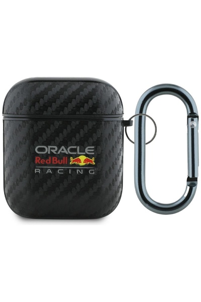 Red Bull Carcasă cu logo din PU Carbon pentru Apple AirPods 1/2 - Neagră