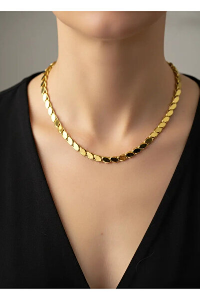 BİJU YILMAZ قلادة من الفولاذ المطلي بالترتر 60 سم - 25-clkk50