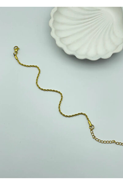 BİJU YILMAZ Steel gold thin twist bracelet - 25-blk04