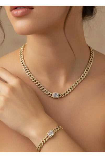 BİJU YILMAZ Xuping Gold Baget Taşlı Set - 25-xps14
