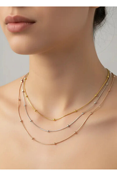 BİJU YILMAZ قلادة دوريكا من الفولاذ المقاوم للصدأ مكونة من 3 قطع - 25-clkk08