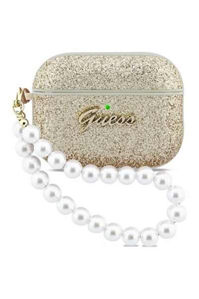 Guess Husă cu perle și sclipici auriu pentru Apple AirPods Pro 3