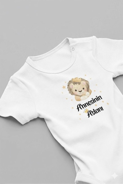 Livik 100% Cotton Mother's Lion Printed Baby Bodysuit Short Sleeve Snap Faste...