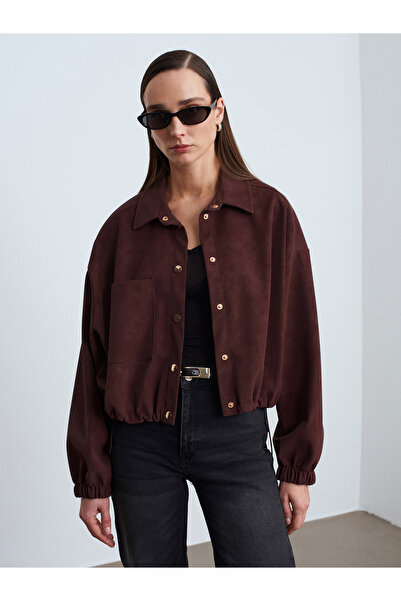 Dilvin 60781 Suede Bomber Jacket-Burgundy