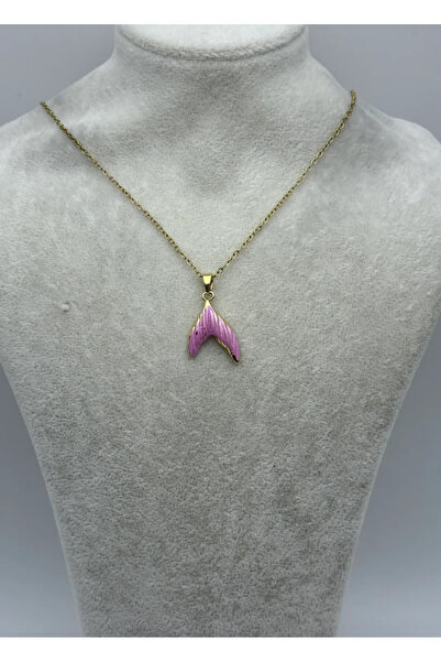 BİJU YILMAZ قلادة ذيل من الفولاذ الذهبي الوردي - 25-ctr359