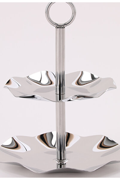 aljahwari Two-tier serving stand made of luxurious, shiny stainless steel