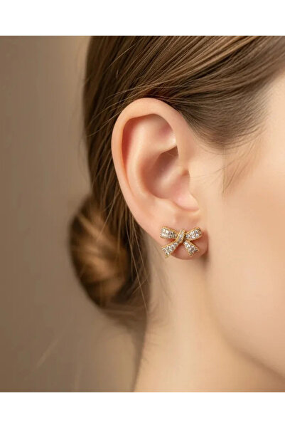 BİJU YILMAZ Xuping Rose Stone Bow Earrings - 25-Xpkp301