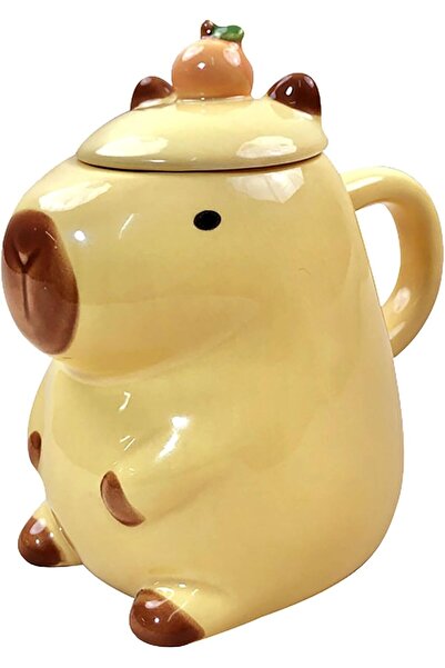 Arabest 13.5 Oz Ceramic Coffee Mug Tumbler with Lid, Cute Capybara Design, Un...