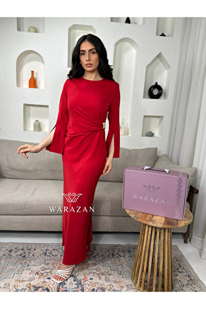 Warazan فستان سهرة ناعم بمسكه من الخصر