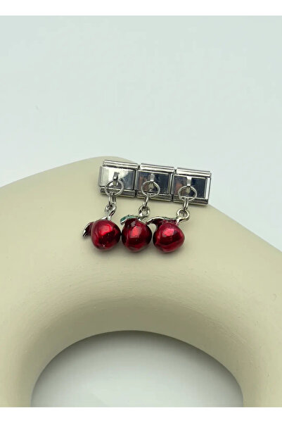 BİJU YILMAZ قلادة تشارم فضية من الفولاذ على شكل تفاحة - 25سم36