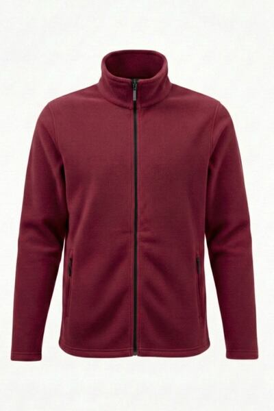 ACR Giyim Burgundy Bato Collar Outdoor Fleece Jacket with Full Zipper and Poc...