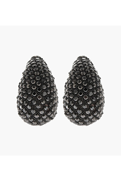 Lifestyle أقراط معدنية على شكل دمعة مع مشبك خلفي