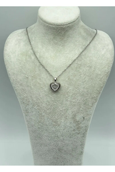 BİJU YILMAZ Steel Silver Heart Necklace - 25-Ctr169