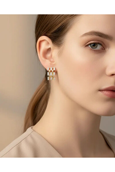 BİJU YILMAZ أقراط شوبينغ مرصعة بحجر الورد - 25-xpkp126