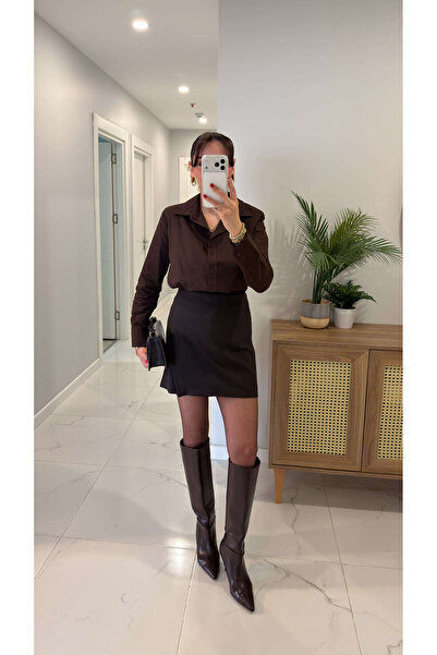 BİRCANÇİL Fusta scurtă Adris Kahve Premium