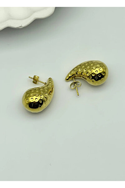 BİJU YILMAZ Steel gold medium drop earrings - 25-clk14