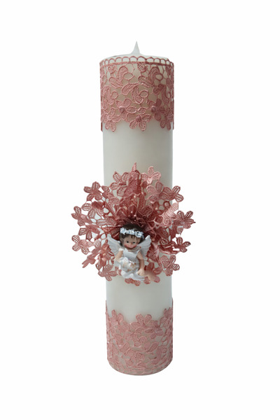 Dany Kids Fashion Lumanare cu dantela roz pudra si ingeras