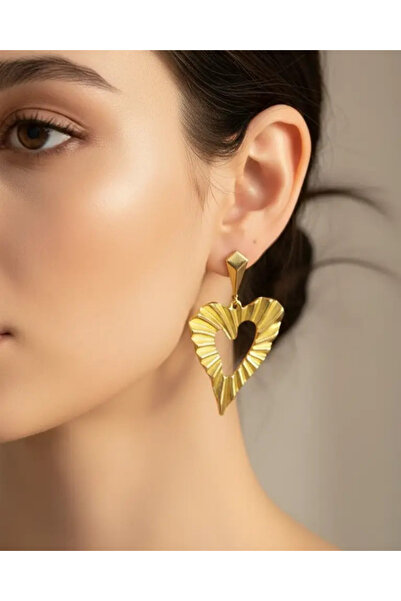 BİJU YILMAZ Xuping Gold Serrated Heart Earrings - 25-Xpkp02