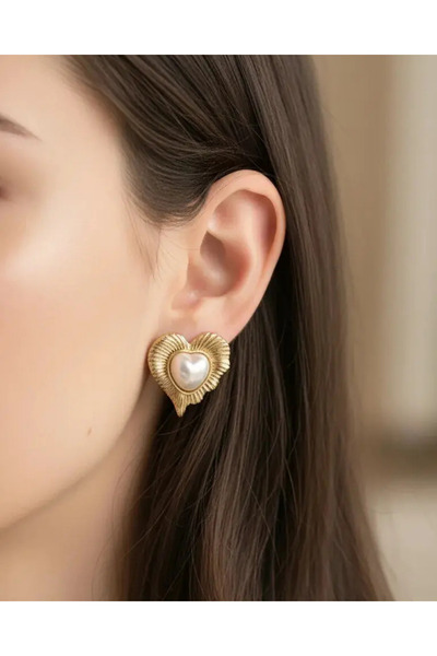 BİJU YILMAZ أقراط قلب من اللؤلؤ الوردي Xuping - 25-xpkp273