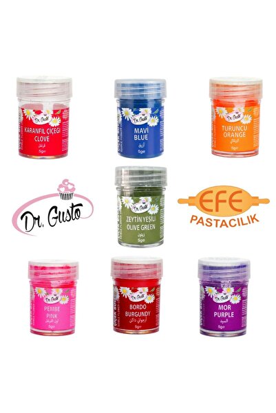 Dr. Gusto Yenilebilir Şeker Hamuru Figür ve Çiçek Boyası Seti – 7 Renk (5 Gr ...
