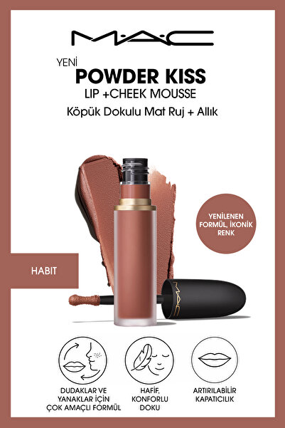 M.A.C Powder Kiss Lip & Cheek Mousse Dudak ve Yanaklar için Hafif Yapılı Buğu...