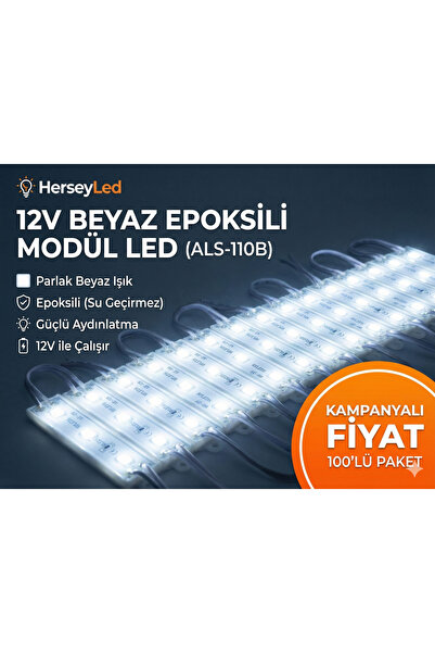 ALLES 12V BEYAZ ( 100 ADET ) EPOKSİLİ MODÜL LED ALS-110B
