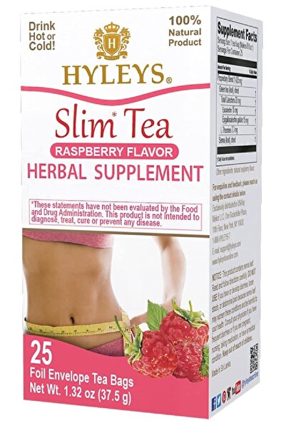 HYLEYS Slim Tea Raspberry Flavor - Weight Loss Herbal Supplement Cleanse and ...