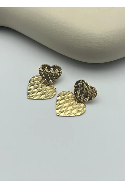 BİJU YILMAZ Vip Gold Heart Earrings - 25-Vip263