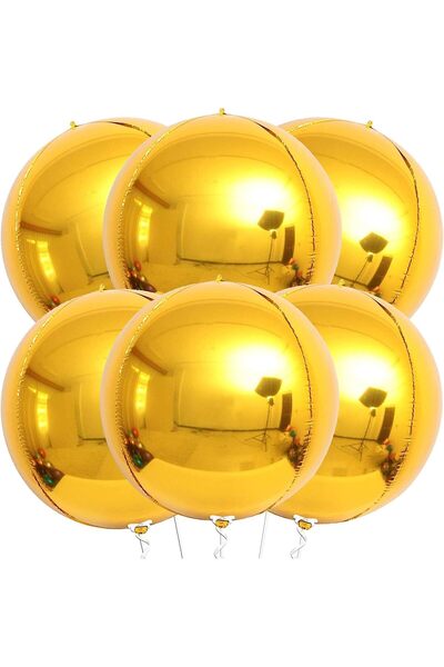 Arabest 22 Inch Large Gold Foil Balloon,Pack of 6 Big Gold Balloons, Gold 4D ...