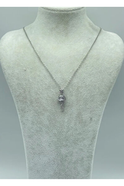 BİJU YILMAZ Steel Silver Stone Snake Necklace - 25-Ctr12