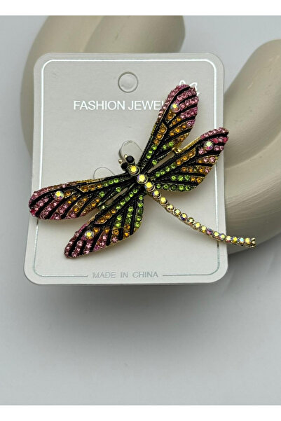 BİJU YILMAZ Vip Gold Renkli Taşlı Yusufçuk Broş - 26brs13