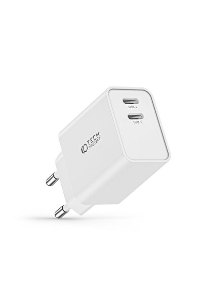 Tech-Protect C35W V2 Fast Charger 35W, Dual USB-C Ports, Universal, White
