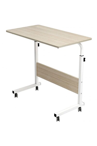 ECARLA Mobile table, adjustable, on wheels, for laptop, metal frame, beige co...