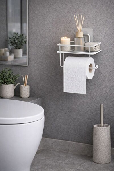 TncPatiShop Ισχυρή αυτοκόλλητη λευκή βάση για ρολό τουαλέτας με ανταλλακτικό,...