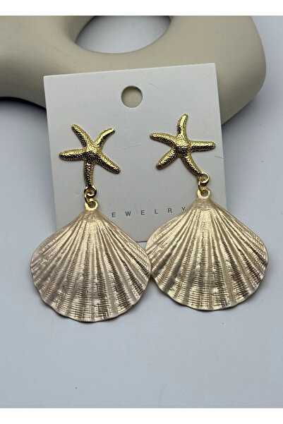 BİJU YILMAZ Vip Starfish Beige Oyster Earrings - 25-Vip284