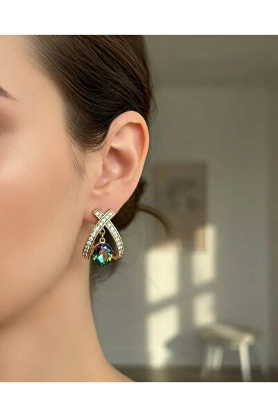 BİJU YILMAZ Xuping Gold Colorful Design Earrings - 25-Xpkp312