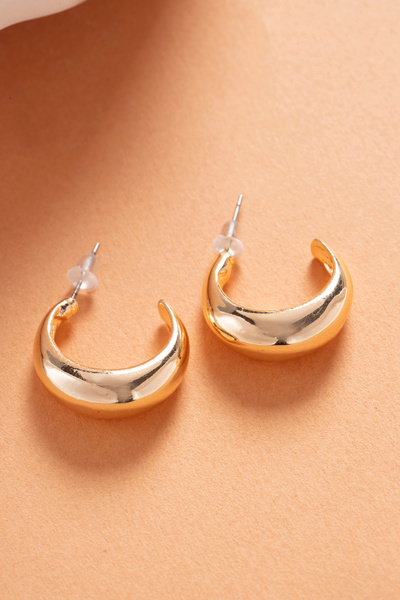 Elika Silver Women's Bombeli Moon Earrings Gold
