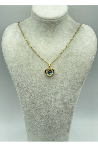 BİJU YILMAZ قلادة قلب من الذهب الصلب مع حجر - 25-ctr274